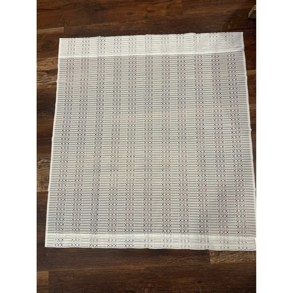 Vintage Sears White Sheer Lace Curtain Panel Vertical Stripe 39x43 Cottagecore